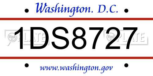 1DS8727 District Of Columbia License Plate