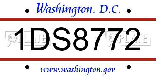 1DS8772 District Of Columbia License Plate