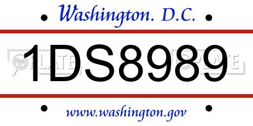 1DS8989 District Of Columbia License Plate