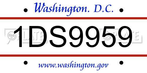 1DS9959 District Of Columbia License Plate