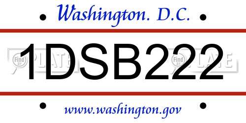 1DSB222 District Of Columbia License Plate
