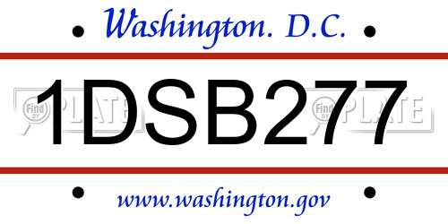 1DSB277 District Of Columbia License Plate