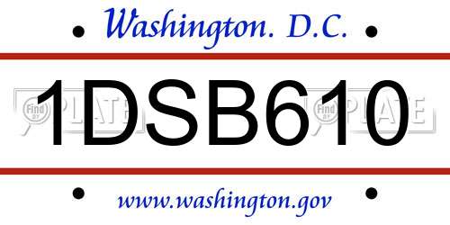 1DSB610 District Of Columbia License Plate