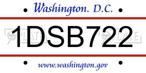 1DSB722 District Of Columbia License Plate