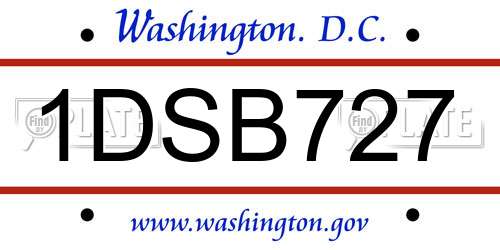 1DSB727 District Of Columbia License Plate