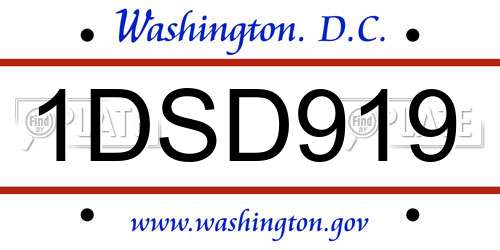 1DSD919 District Of Columbia License Plate