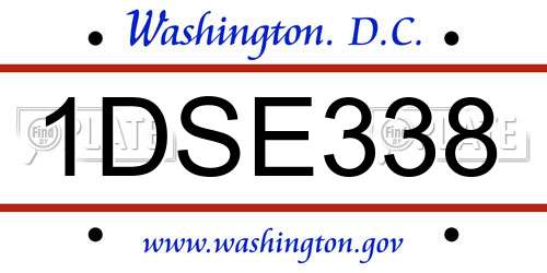 1DSE338 District Of Columbia License Plate