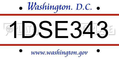 1DSE343 District Of Columbia License Plate