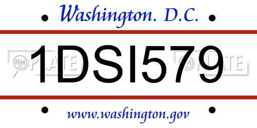 1DSI579 District Of Columbia License Plate