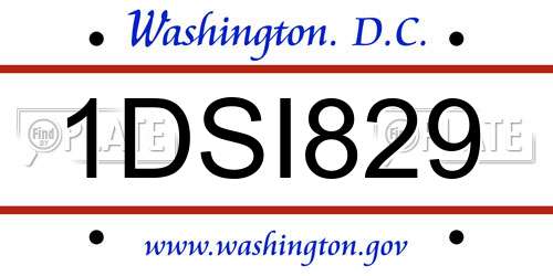1DSI829 District Of Columbia License Plate