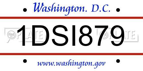 1DSI879 District Of Columbia License Plate