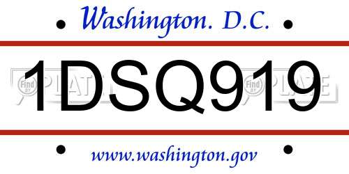 1DSQ919 District Of Columbia License Plate