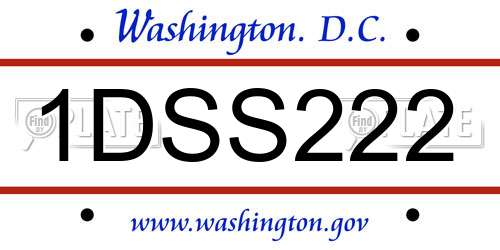1DSS222 District Of Columbia License Plate