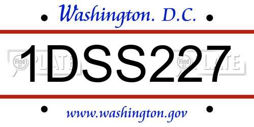 1DSS227 District Of Columbia License Plate