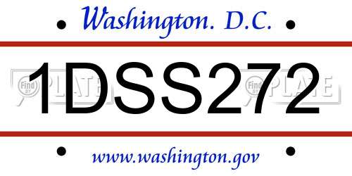 1DSS272 District Of Columbia License Plate
