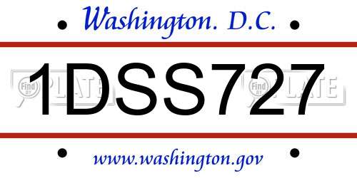 1DSS727 District Of Columbia License Plate