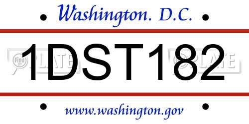 1DST182 District Of Columbia License Plate