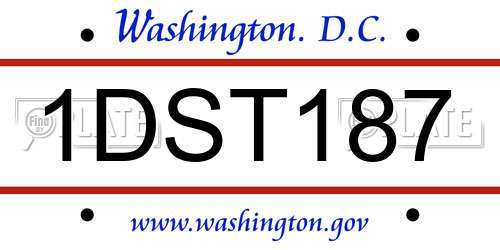 1DST187 District Of Columbia License Plate