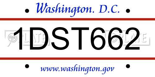 1DST662 District Of Columbia License Plate