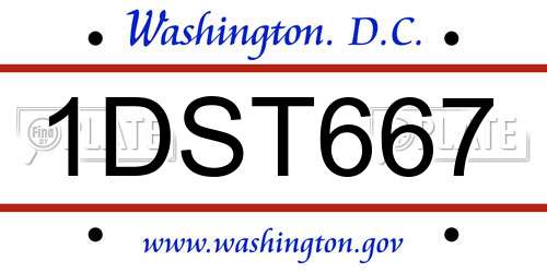 1DST667 District Of Columbia License Plate