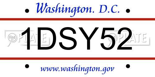 1DSY52 District Of Columbia License Plate
