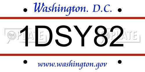 1DSY82 District Of Columbia License Plate