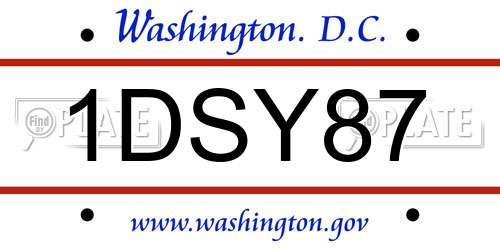1DSY87 District Of Columbia License Plate
