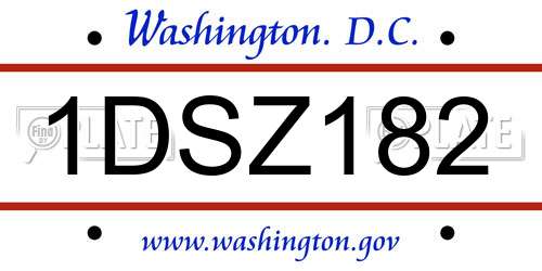 1DSZ182 District Of Columbia License Plate