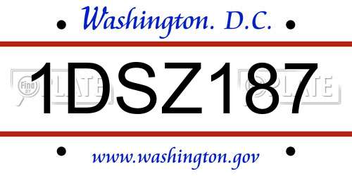 1DSZ187 District Of Columbia License Plate