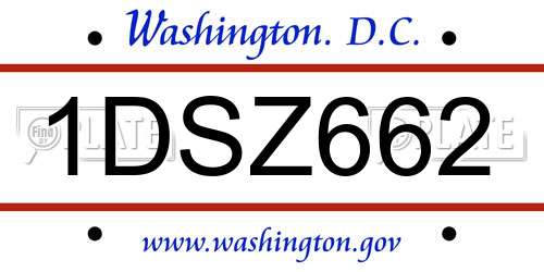 1DSZ662 District Of Columbia License Plate