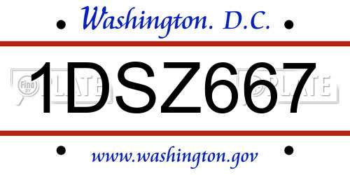 1DSZ667 District Of Columbia License Plate
