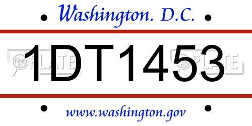 1DT1453 District Of Columbia License Plate