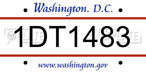 1DT1483 District Of Columbia License Plate