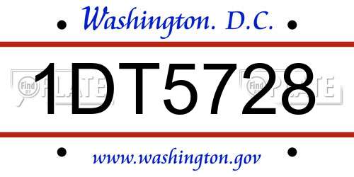 1DT5728 District Of Columbia License Plate