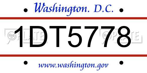 1DT5778 District Of Columbia License Plate