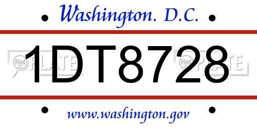 1DT8728 District Of Columbia License Plate