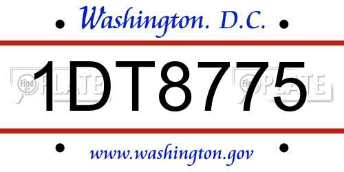 1DT8775 District Of Columbia License Plate