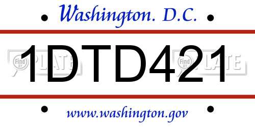 1DTD421 District Of Columbia License Plate