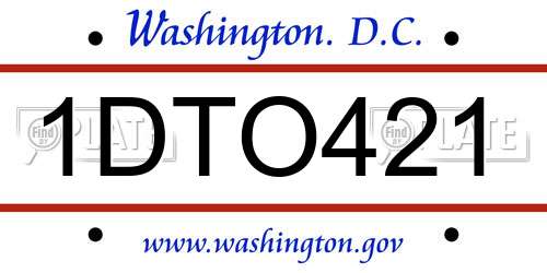 1DTO421 District Of Columbia License Plate