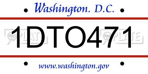 1DTO471 District Of Columbia License Plate