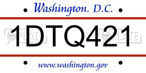 1DTQ421 District Of Columbia License Plate