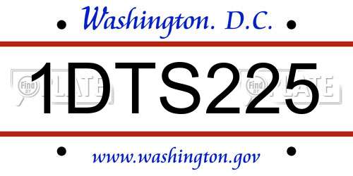 1DTS225 District Of Columbia License Plate