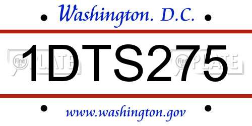 1DTS275 District Of Columbia License Plate
