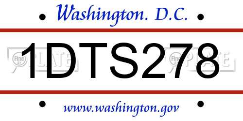 1DTS278 District Of Columbia License Plate