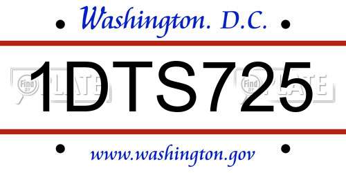 1DTS725 District Of Columbia License Plate