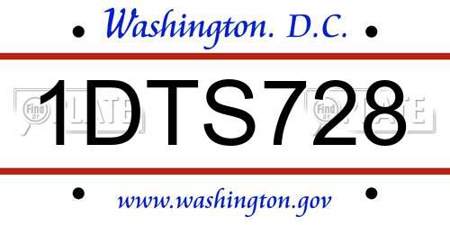 1DTS728 District Of Columbia License Plate
