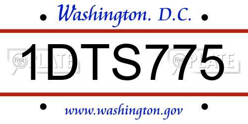 1DTS775 District Of Columbia License Plate