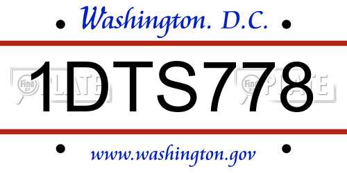 1DTS778 District Of Columbia License Plate
