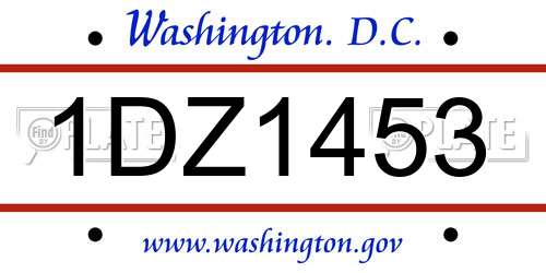 1DZ1453 District Of Columbia License Plate