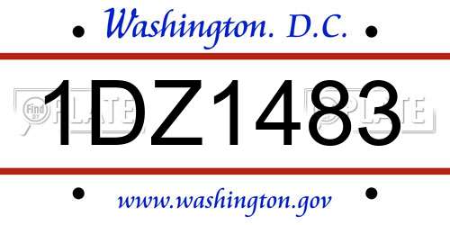 1DZ1483 District Of Columbia License Plate